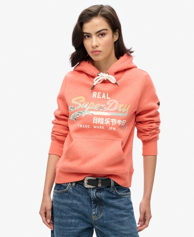 bluza z kapturem vintage logo itago w kolorze koralowym la