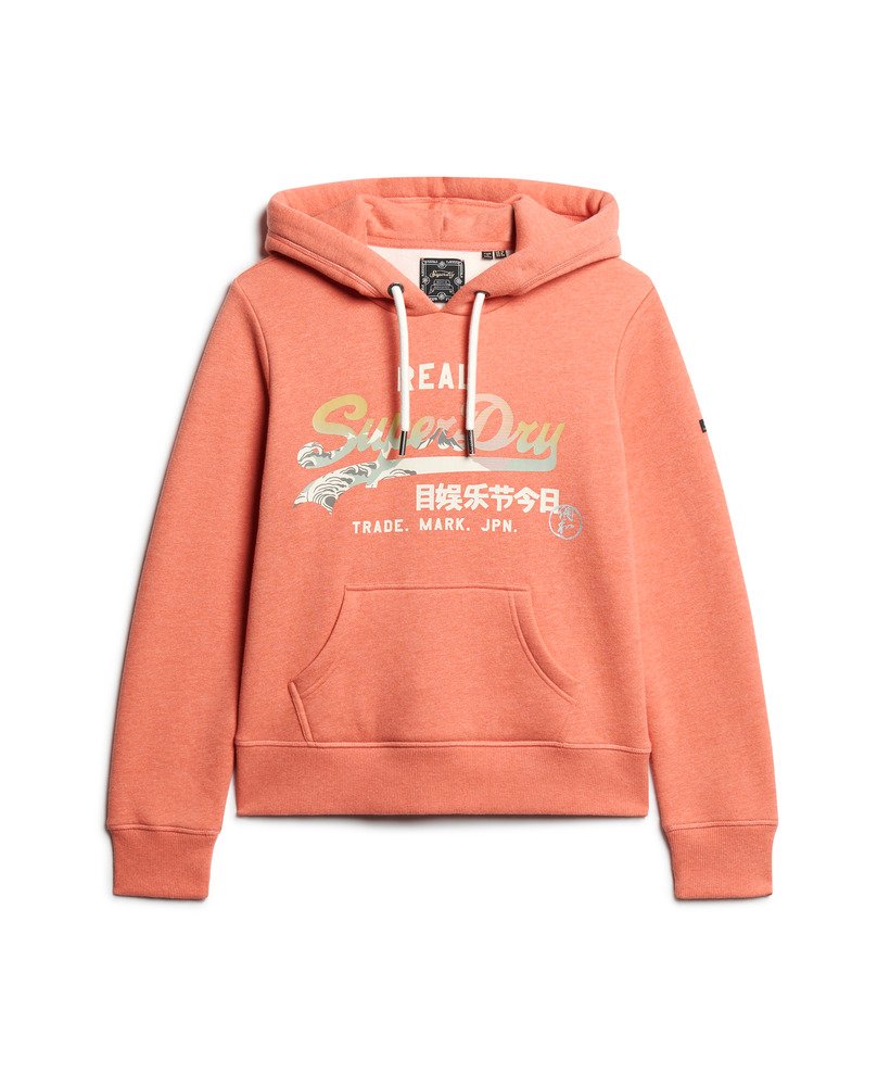 bluza z kapturem vintage logo itago w kolorze koralowym la