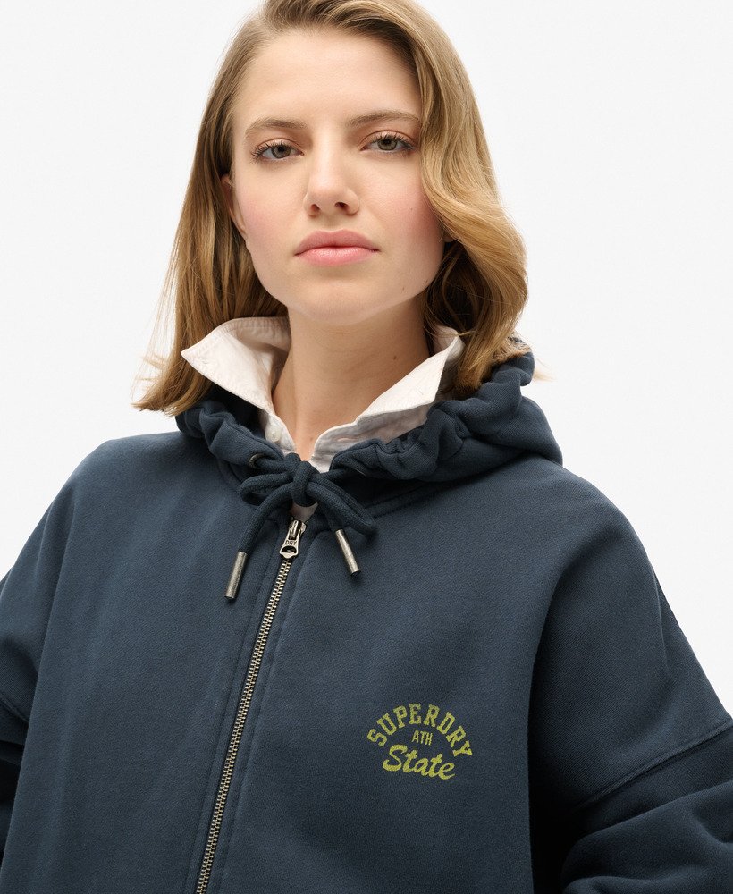 bluza z kapturem athletic essentials oversized w kolorze granatowym