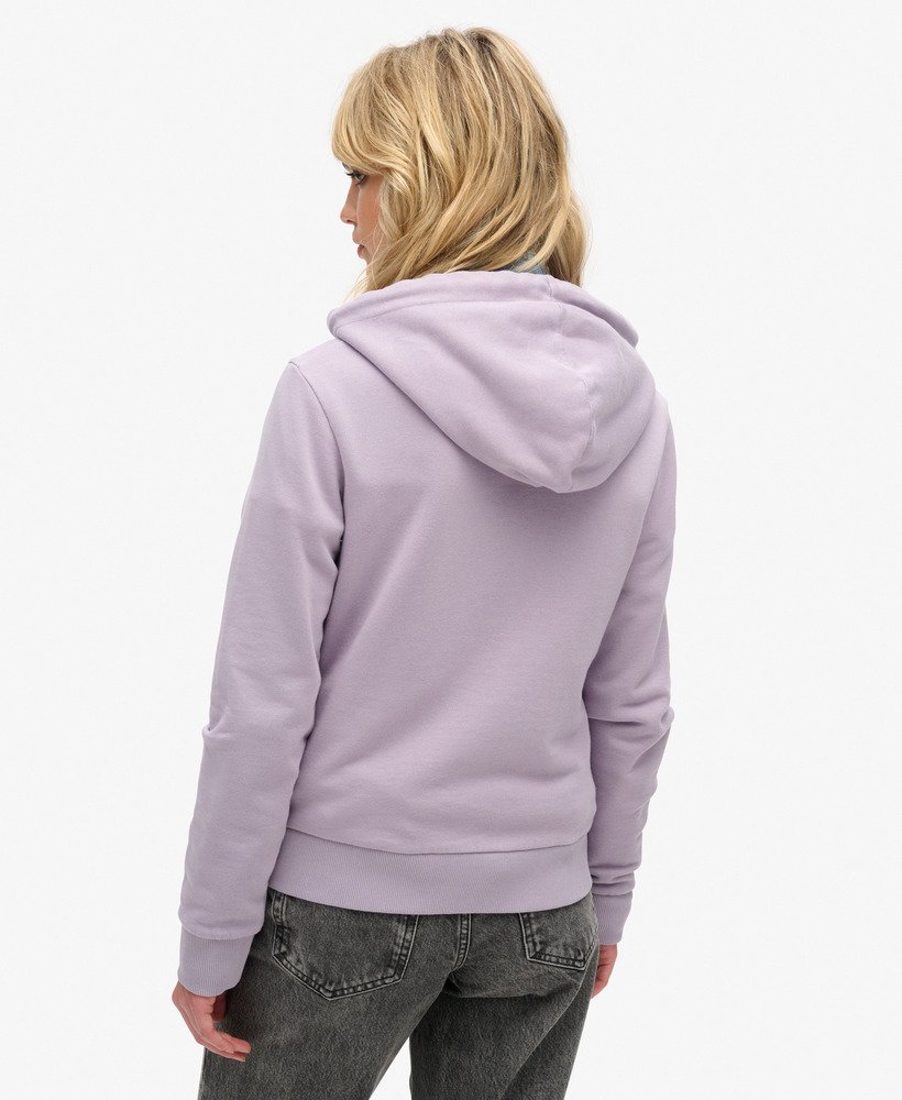 metaliczna bluza z kapturem w stylu vintage z graficznym logo w kolorze fioletowym wisteria