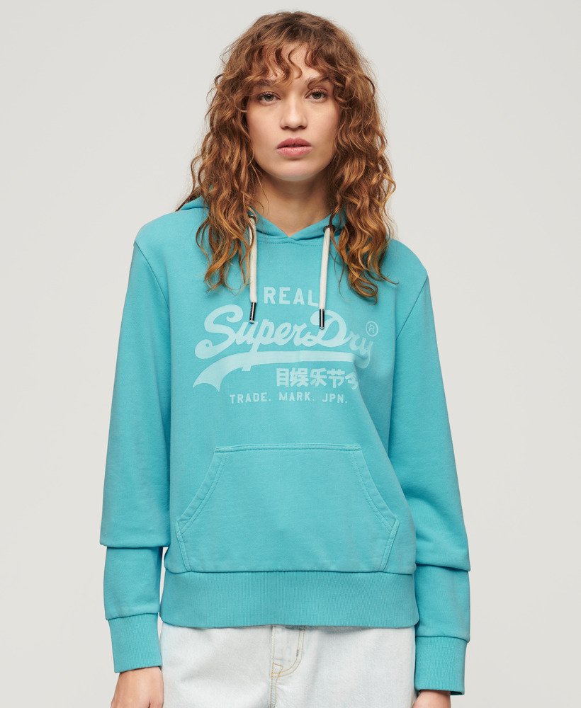 bluza z kapturem z neonową grafiką w kolorze kingfisher blue