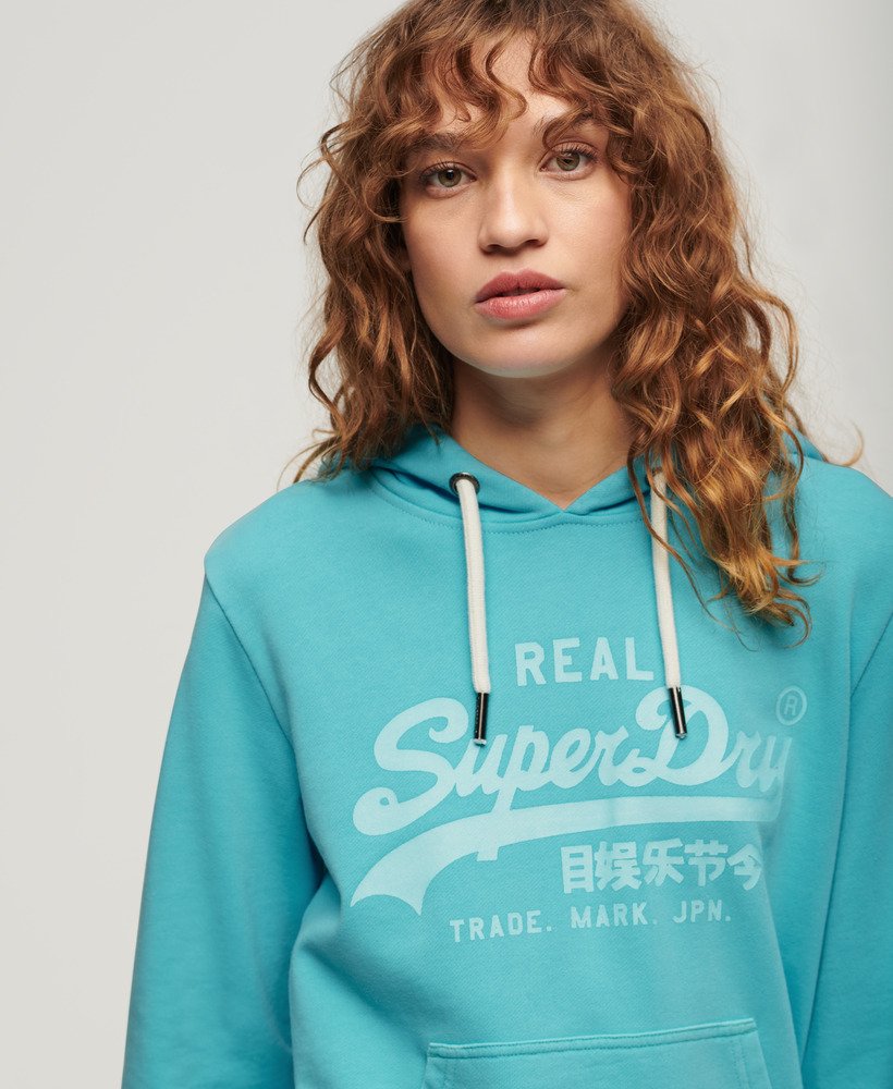 bluza z kapturem z neonową grafiką w kolorze kingfisher blue