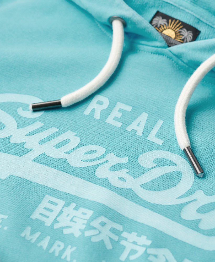 bluza z kapturem z neonową grafiką w kolorze kingfisher blue