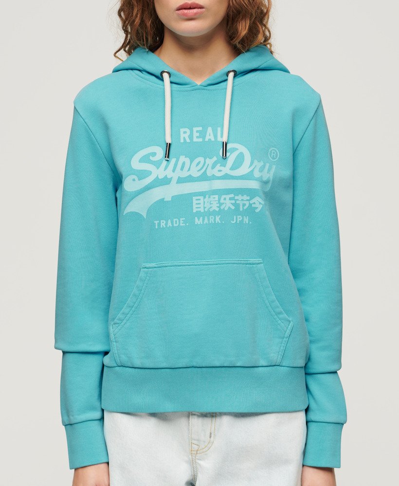 bluza z kapturem z neonową grafiką w kolorze kingfisher blue