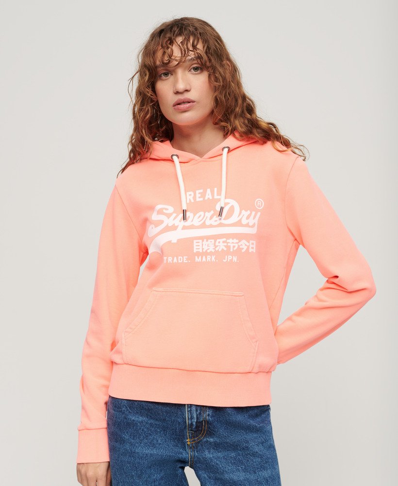 bluza z kapturem z grafiką neonową w kolorze pastelowego koralu