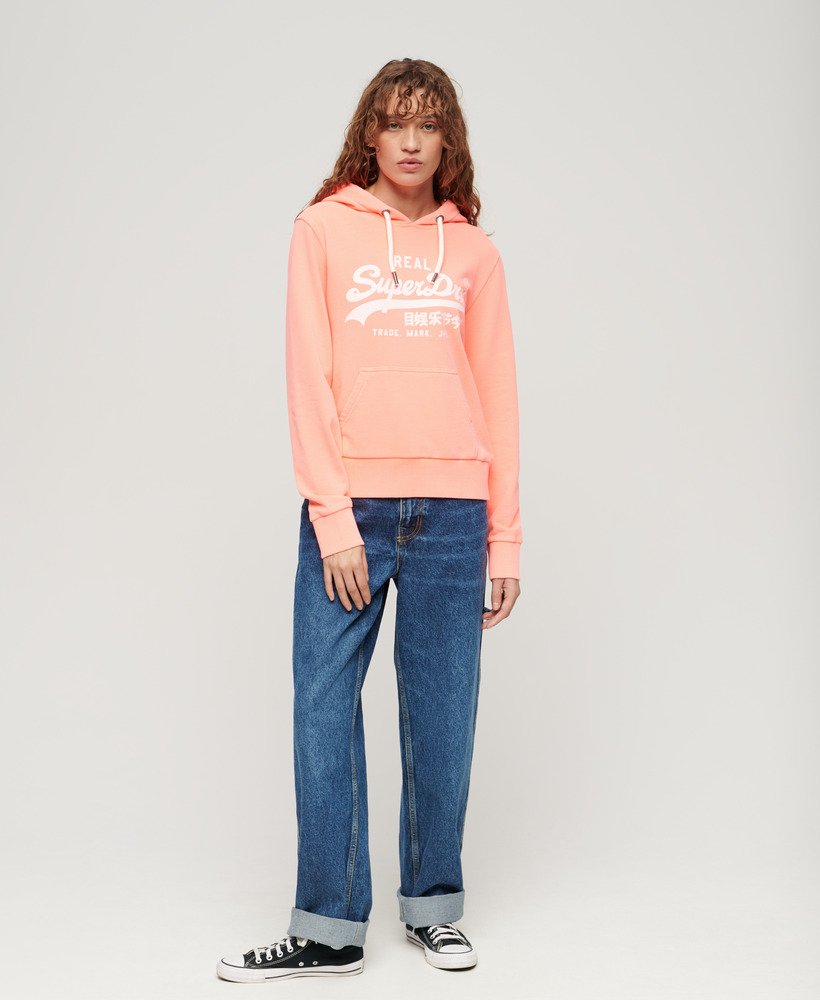 bluza z kapturem z grafiką neonową w kolorze pastelowego koralu