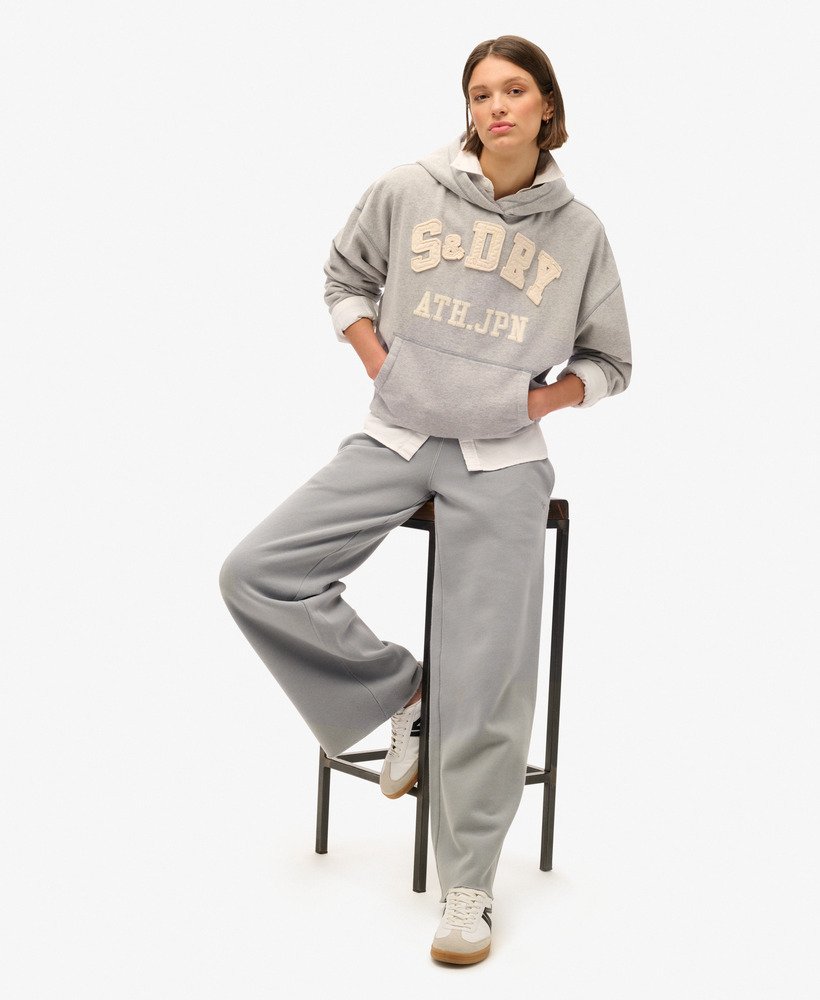 bluza z kapturem athletic essentials z aplikacją oversize w kolorze szary melanŻ