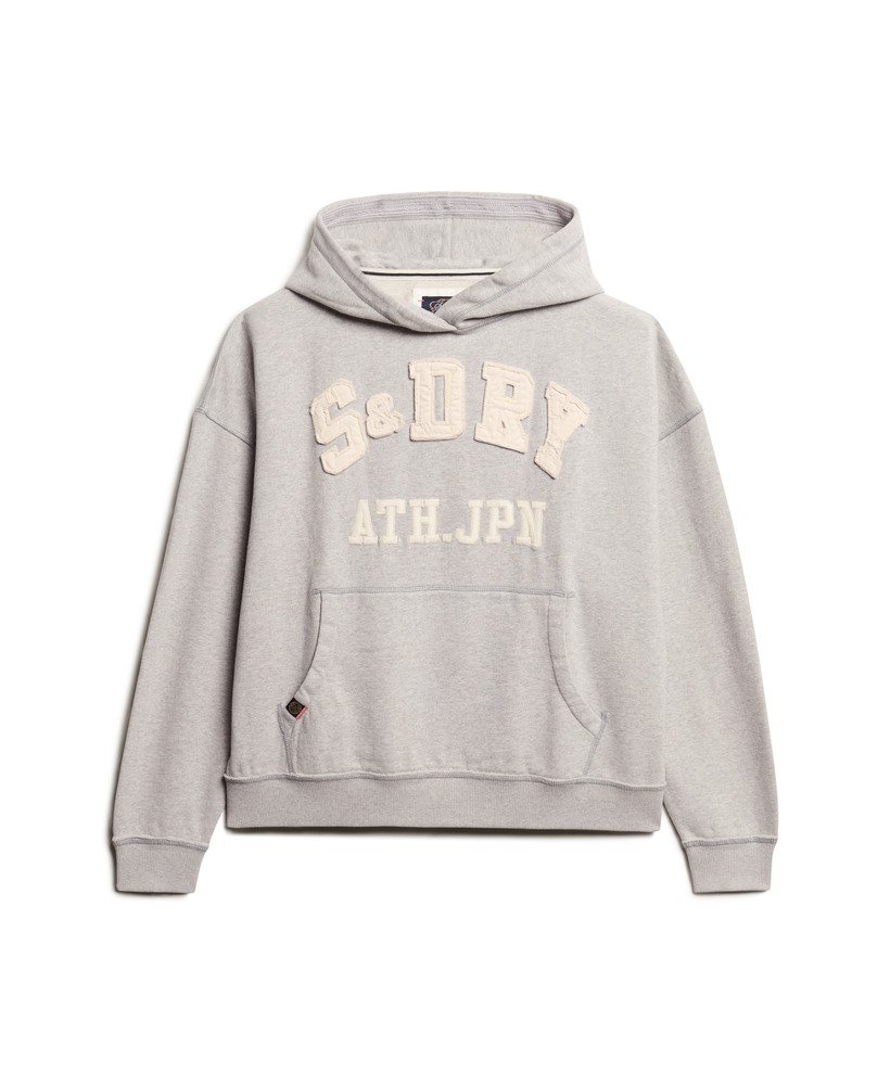 bluza z kapturem athletic essentials z aplikacją oversize w kolorze szary melanŻ