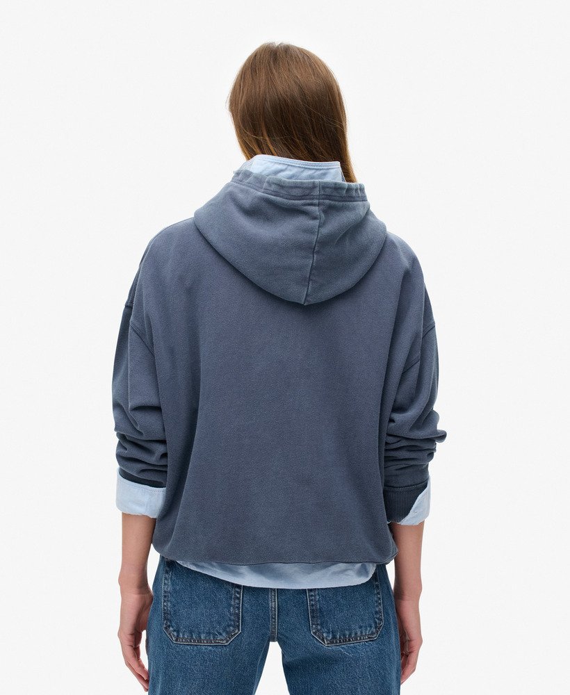 bluza z kapturem athletic essentials z aplikacją oversize w kolorze marynarskim