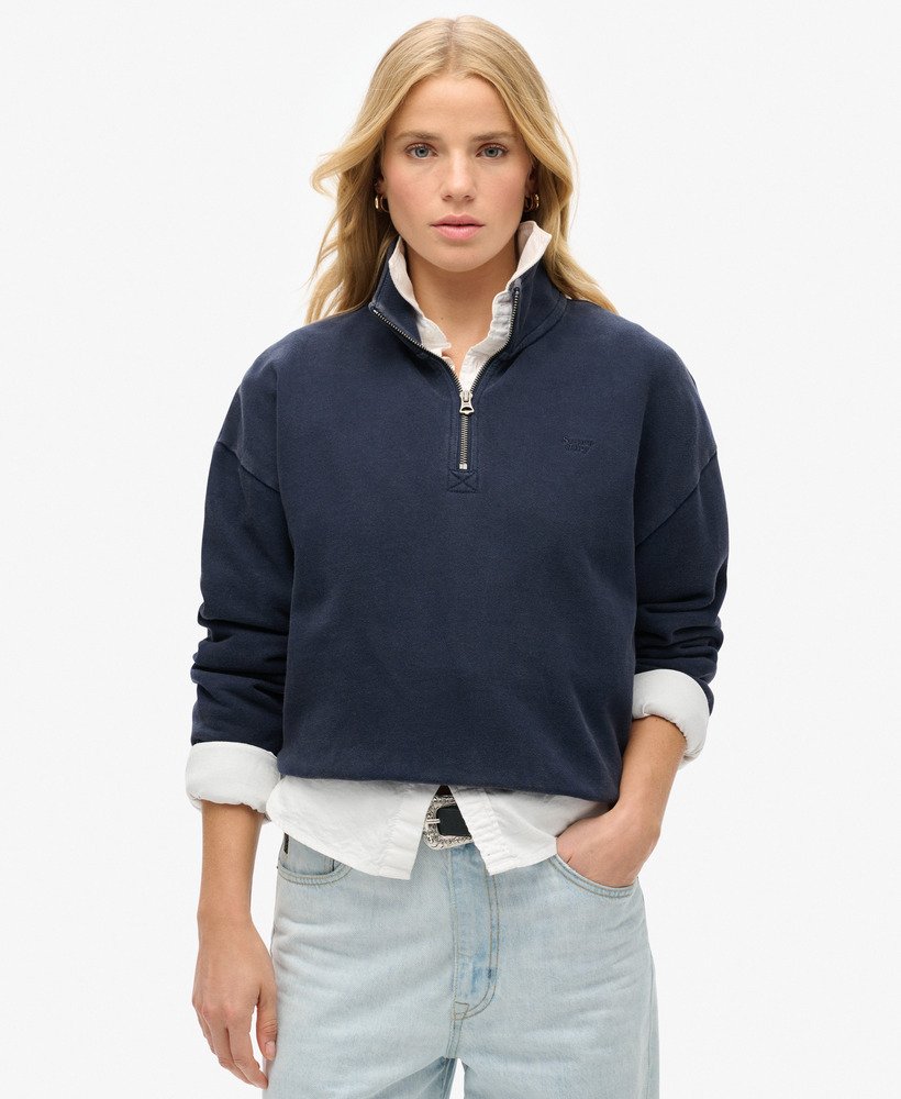 bluza athletic essentials z zamkiem błyskawicznym w kolorze rich navy