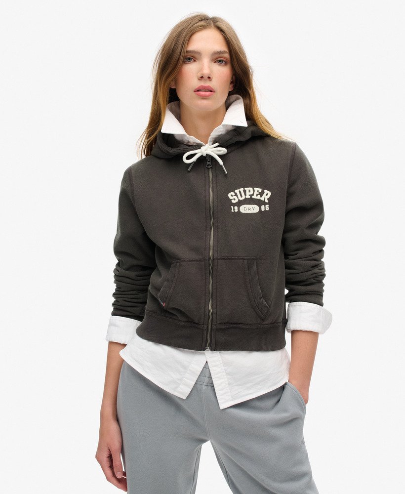bluza z kapturem athletic essentials relaxed crop w kolorze bison black