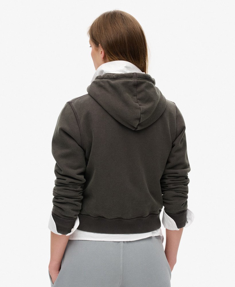 bluza z kapturem athletic essentials relaxed crop w kolorze bison black