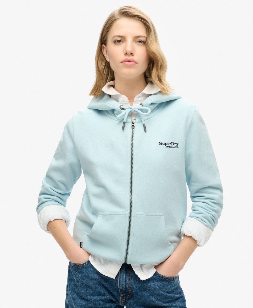 bluza z kapturem essential logo na zamek w kolorze zimowego błękitu