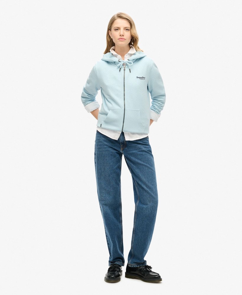 bluza z kapturem essential logo na zamek w kolorze zimowego błękitu