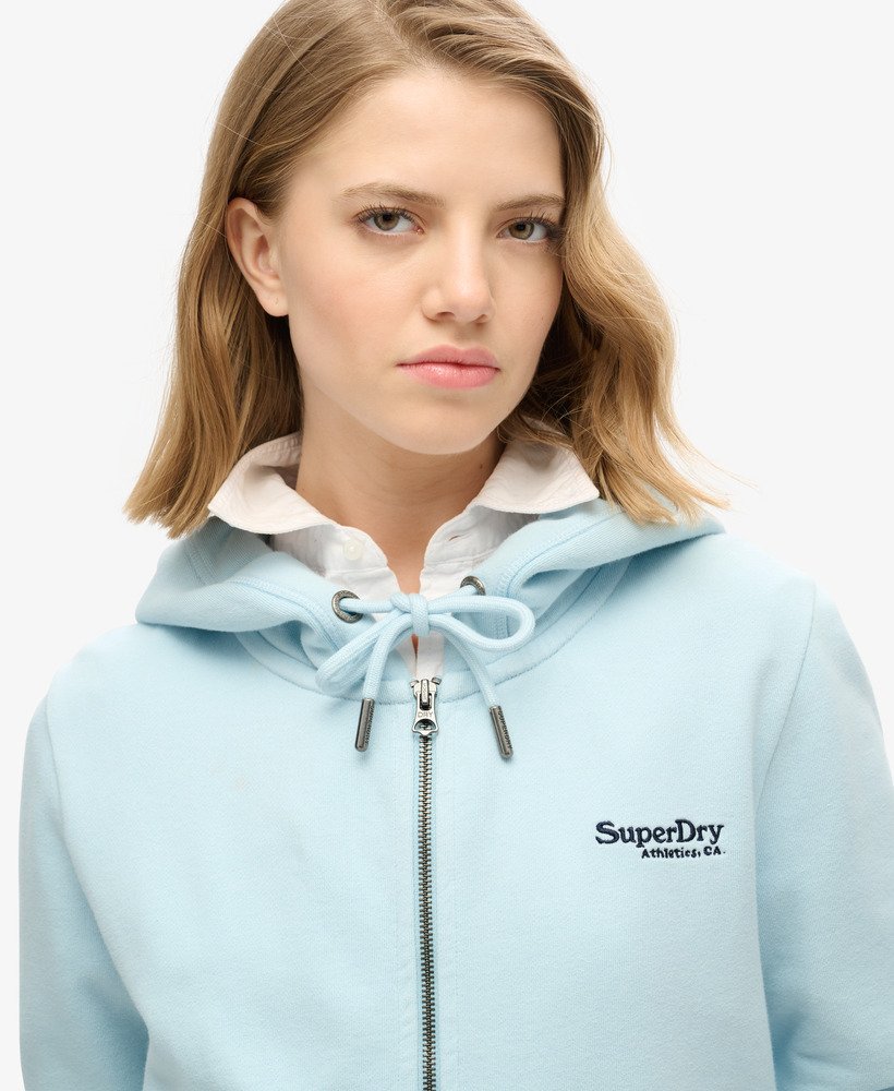 bluza z kapturem essential logo na zamek w kolorze zimowego błękitu