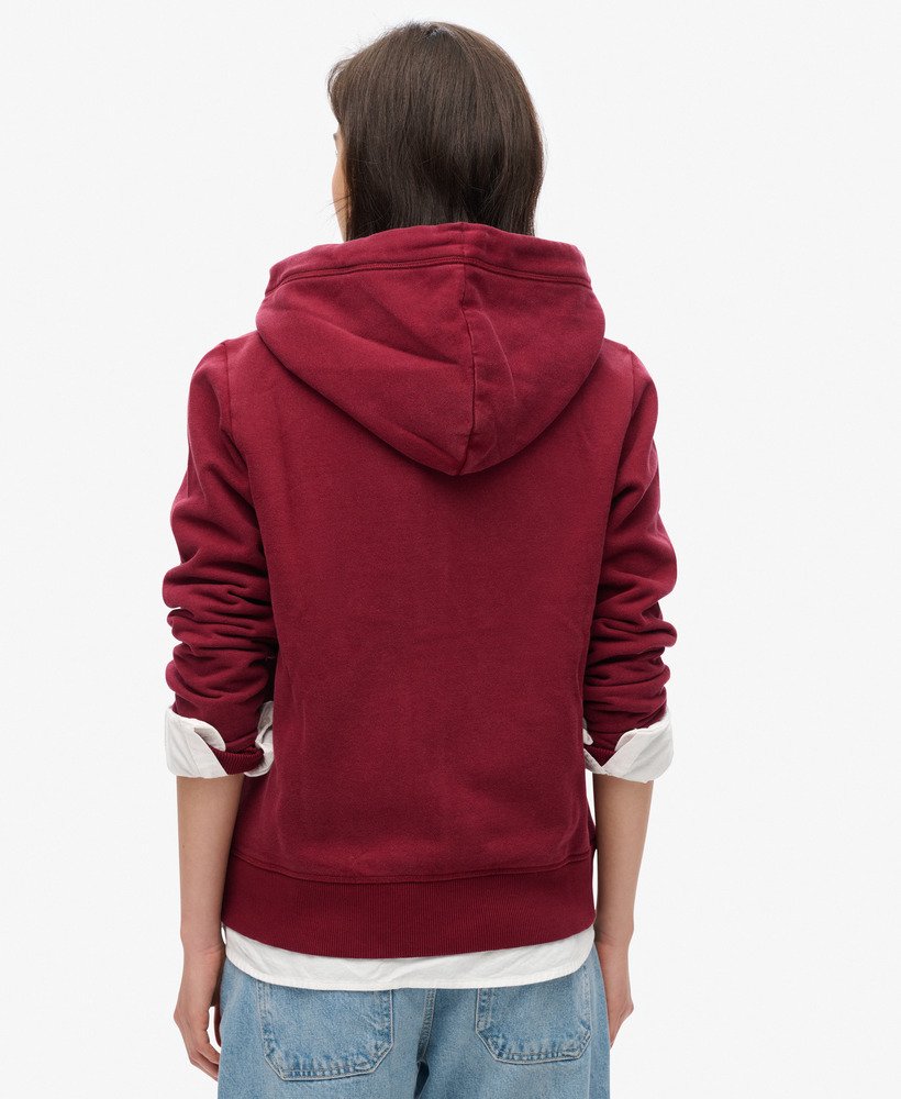 bluza z kapturem essential logo na zamek w kolorze bordowym