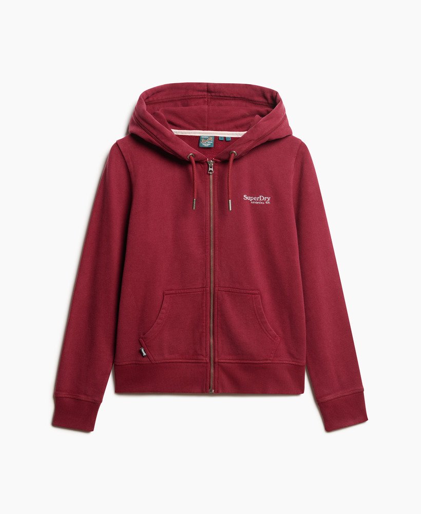 bluza z kapturem essential logo na zamek w kolorze bordowym