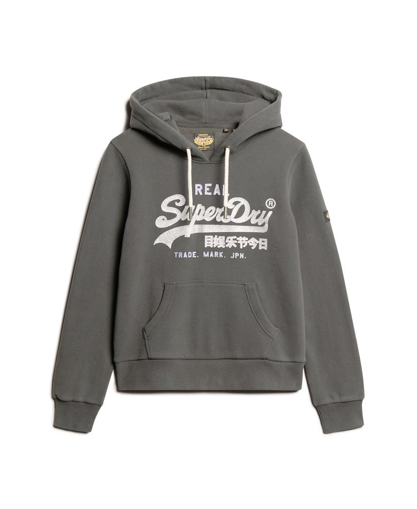bluza z kapturem z ozdobnym logo w stylu vintage w kolorze spranej czerni
