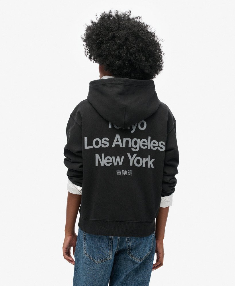 bluza z kapturem core logo city loose w kolorze czarnym