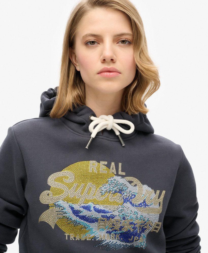 bluza z kapturem tokyo vintage z graficznym logo w kolorze hebanowym