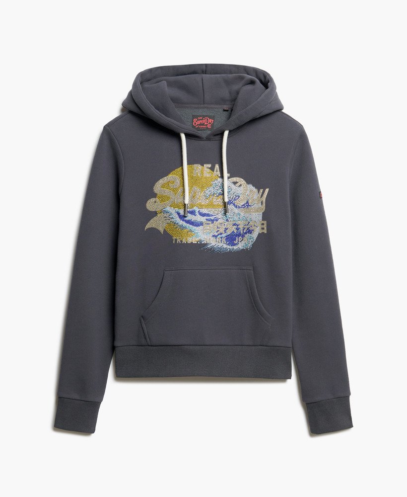 bluza z kapturem tokyo vintage z graficznym logo w kolorze hebanowym