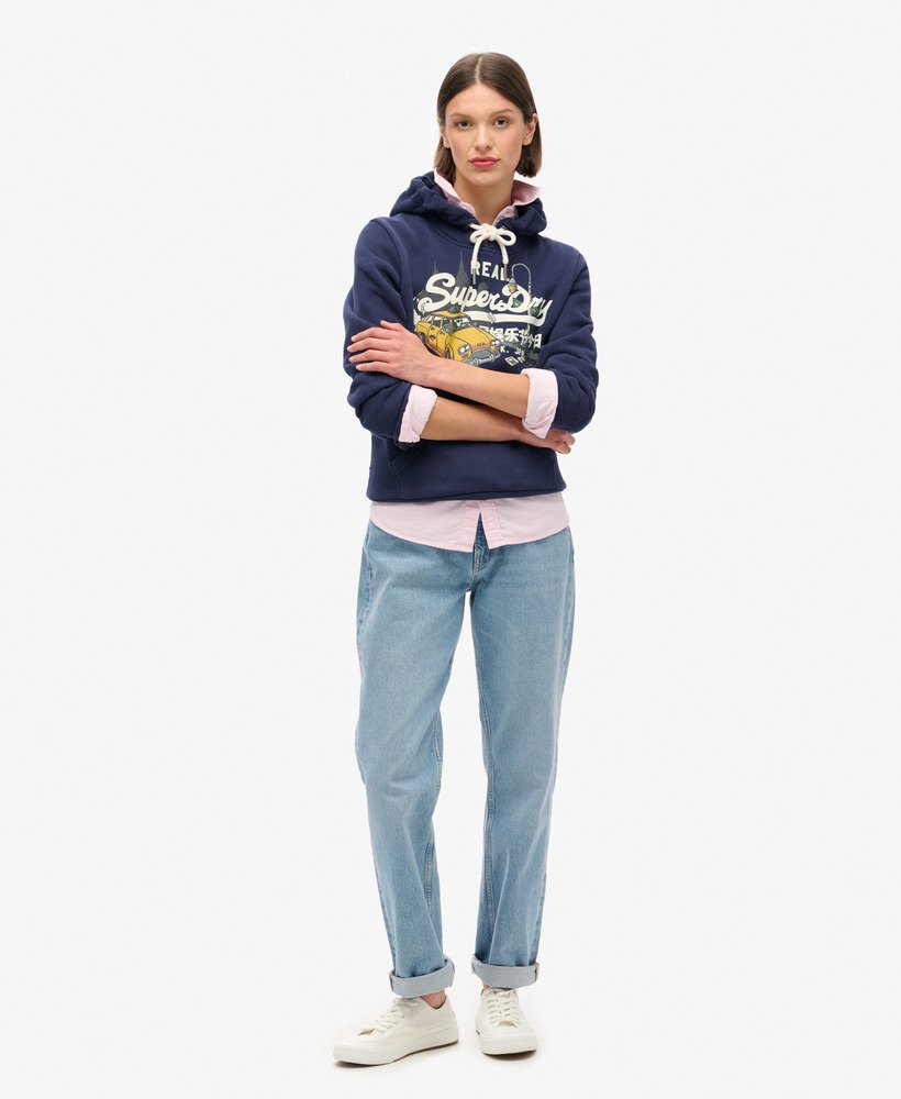 bluza z kapturem new york vintage z graficznym logo w kolorze rich navy