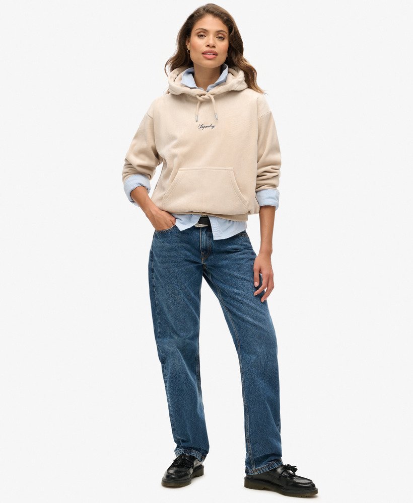 luźna bluza z kapturem country club velour w kolorze złamanej szarości