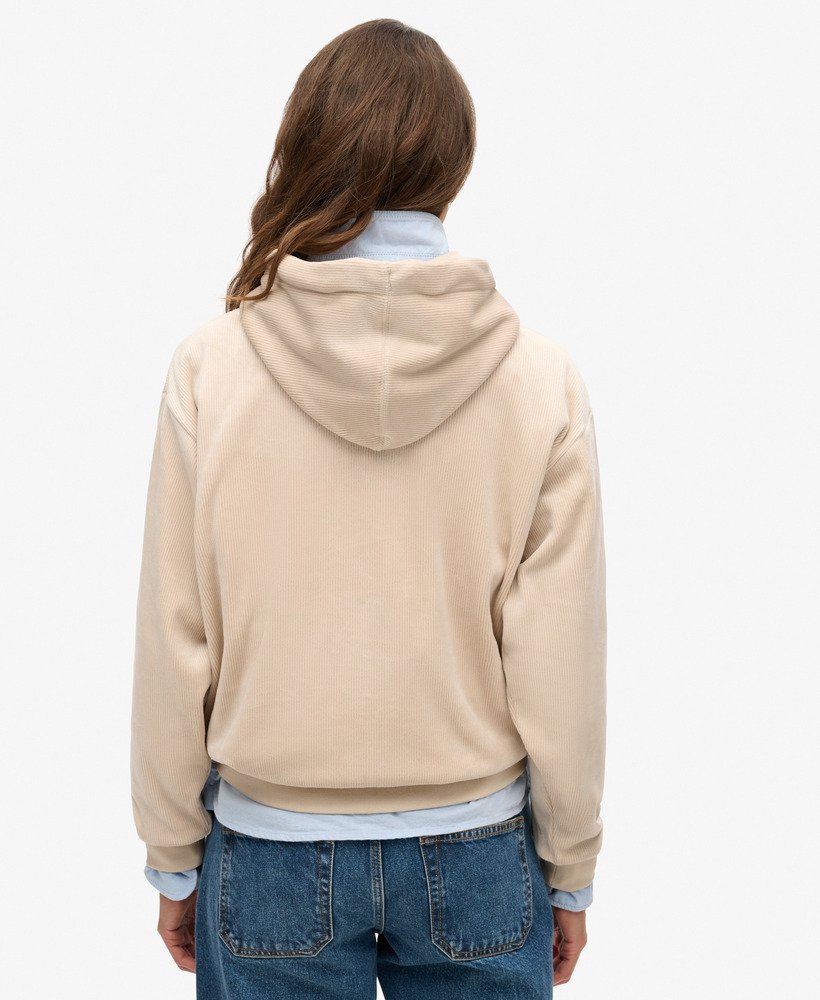 luźna bluza z kapturem country club velour w kolorze złamanej szarości