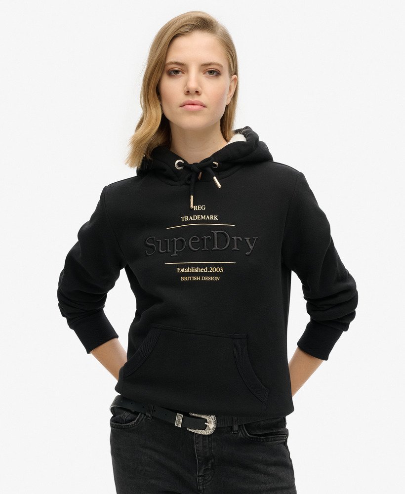 bluza z kapturem luxe metallic logo w kolorze czarnym