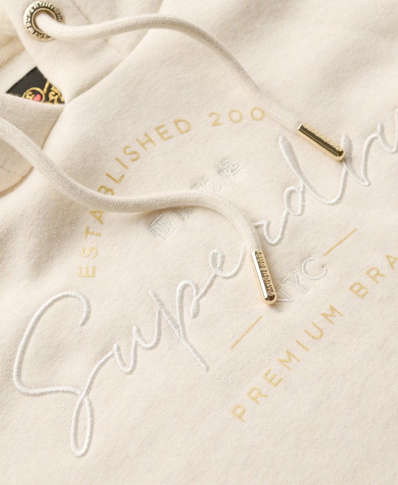 bluza z kapturem luxe metallic logo w kolorze oat cream marl