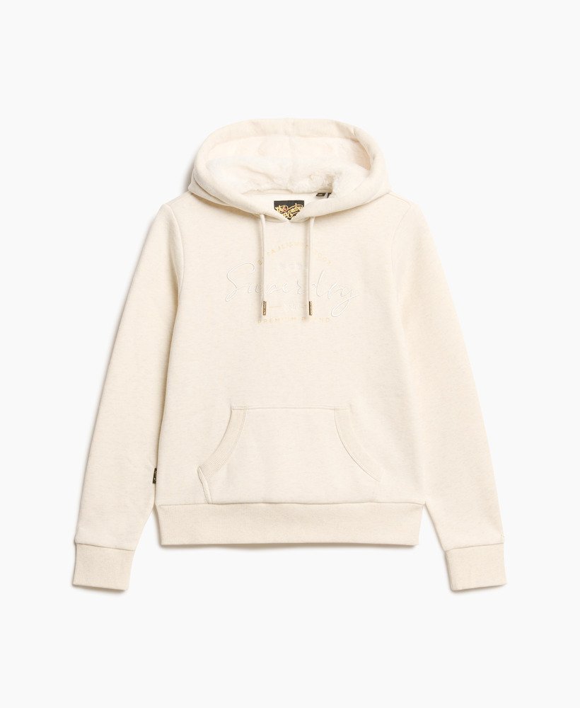 bluza z kapturem luxe metallic logo w kolorze oat cream marl