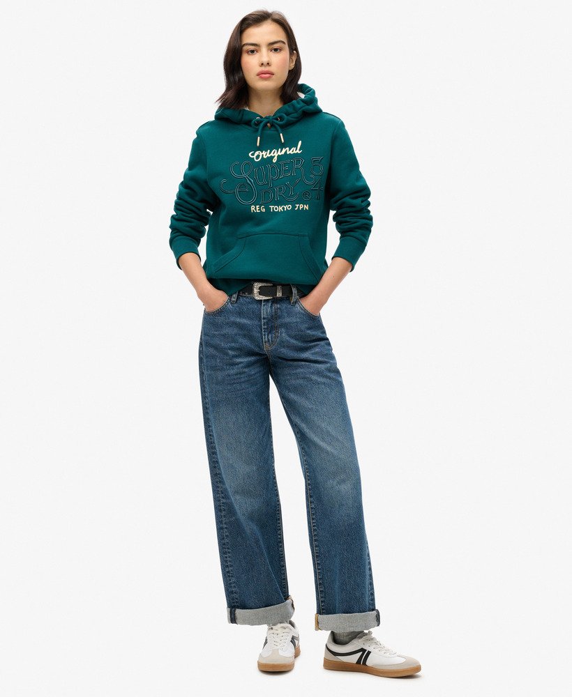 bluza z kapturem luxe metallic logo w kolorze gŁĘbokiego morska