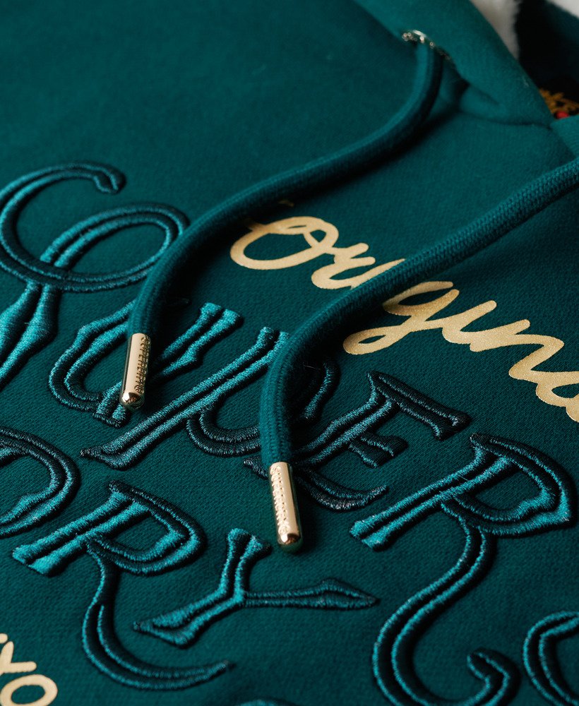 bluza z kapturem luxe metallic logo w kolorze gŁĘbokiego morska