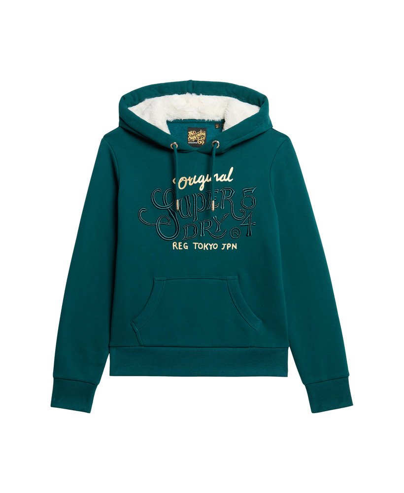 bluza z kapturem luxe metallic logo w kolorze gŁĘbokiego morska