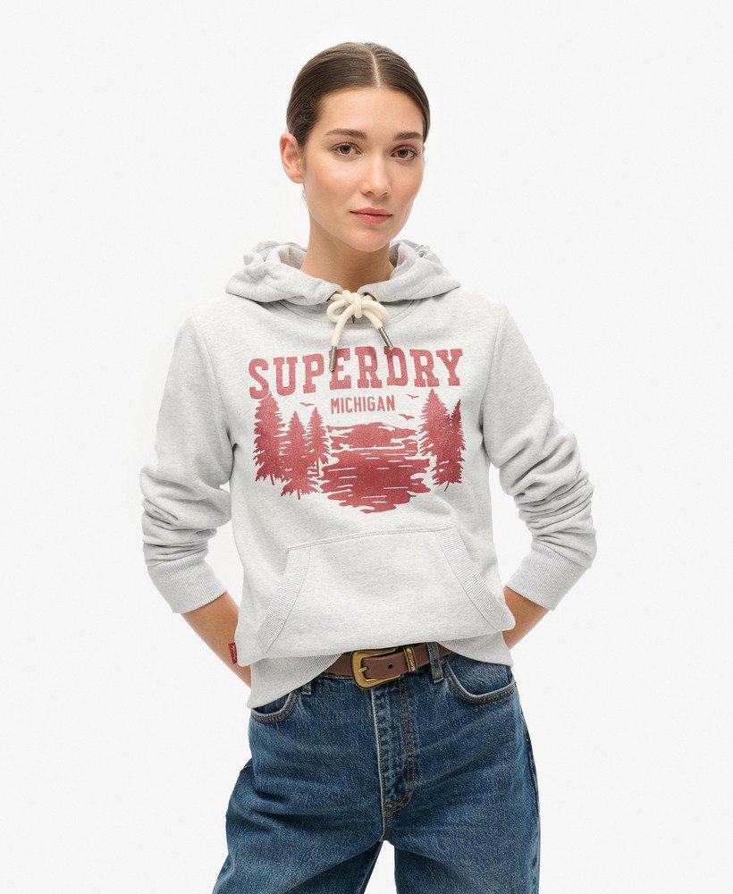 bluza z kapturem lo-fi outdoor graphic w kolorze flake grey marl