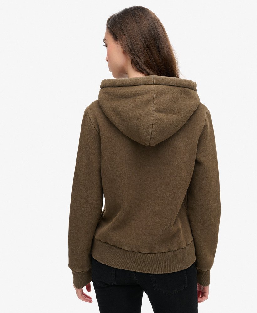 bluza z kapturem z ozdobnym motywem punkowym w kolorze głębokiego khaki