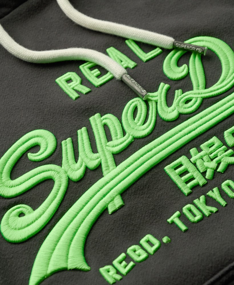 bluza z kapturem neon vintage z haftowanym logo w kolorze blackboard