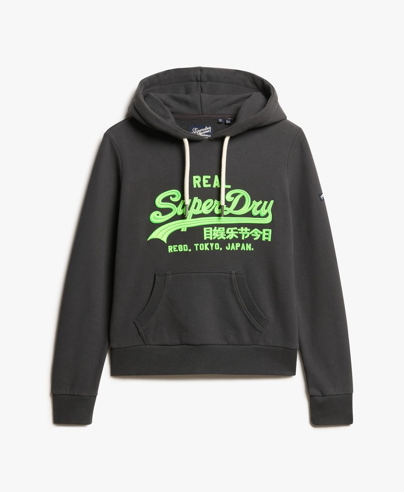 bluza z kapturem neon vintage z haftowanym logo w kolorze blackboard