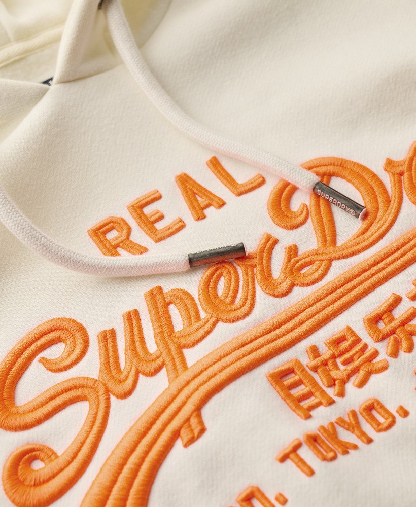 bluza z kapturem neon vintage z haftowanym logo w kolorze zimowej bieli