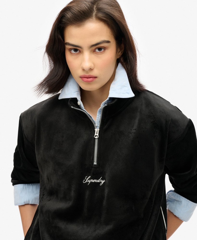 country club velour half-zip w kolorze czarnym