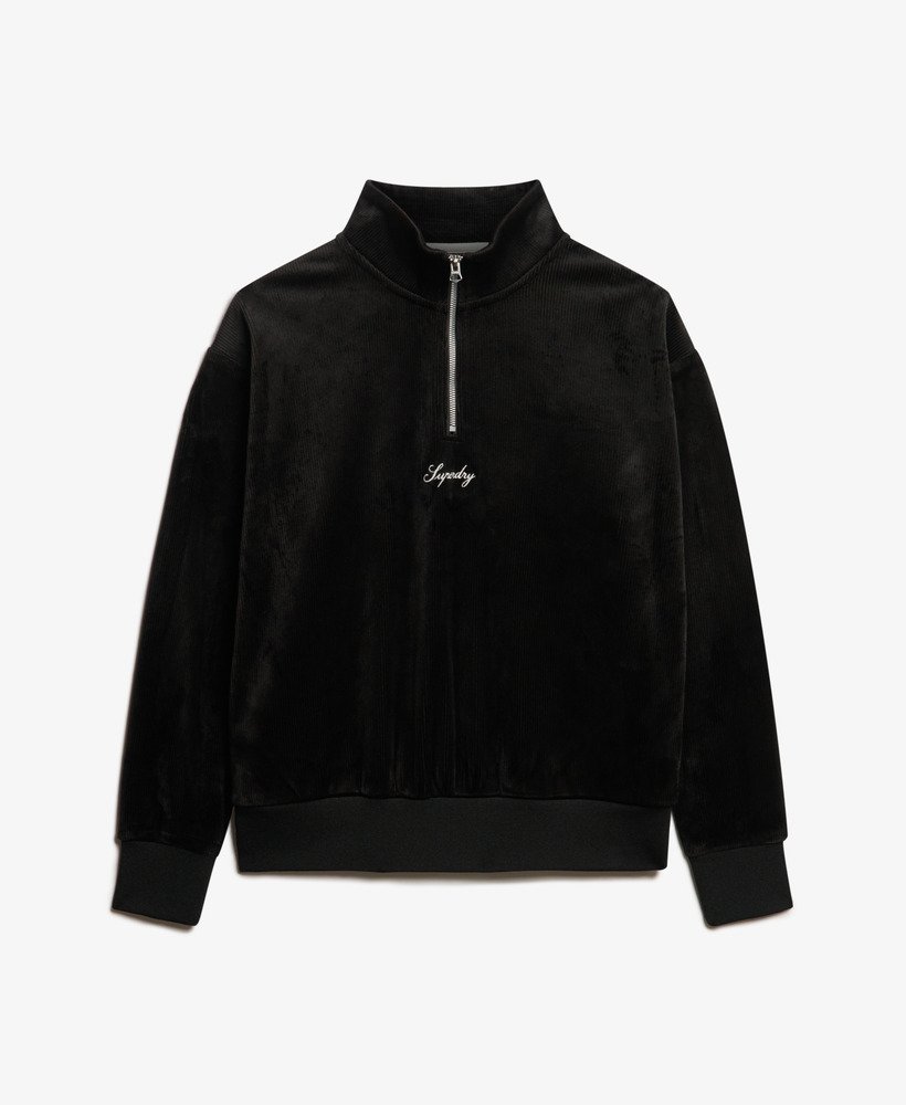 country club velour half-zip w kolorze czarnym
