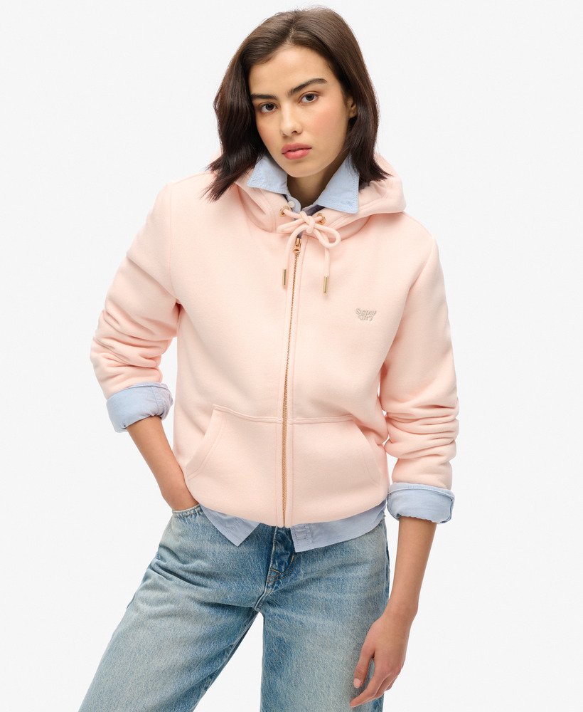 bluza z kapturem essential borg lined zip w kolorze różowej gliny