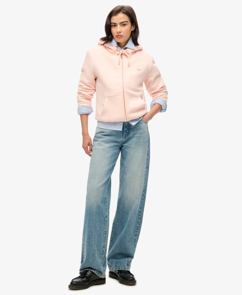 bluza z kapturem essential borg lined zip w kolorze różowej gliny