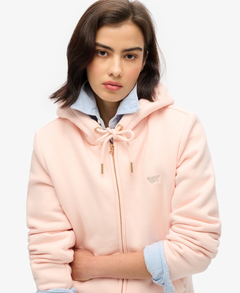 bluza z kapturem essential borg lined zip w kolorze różowej gliny