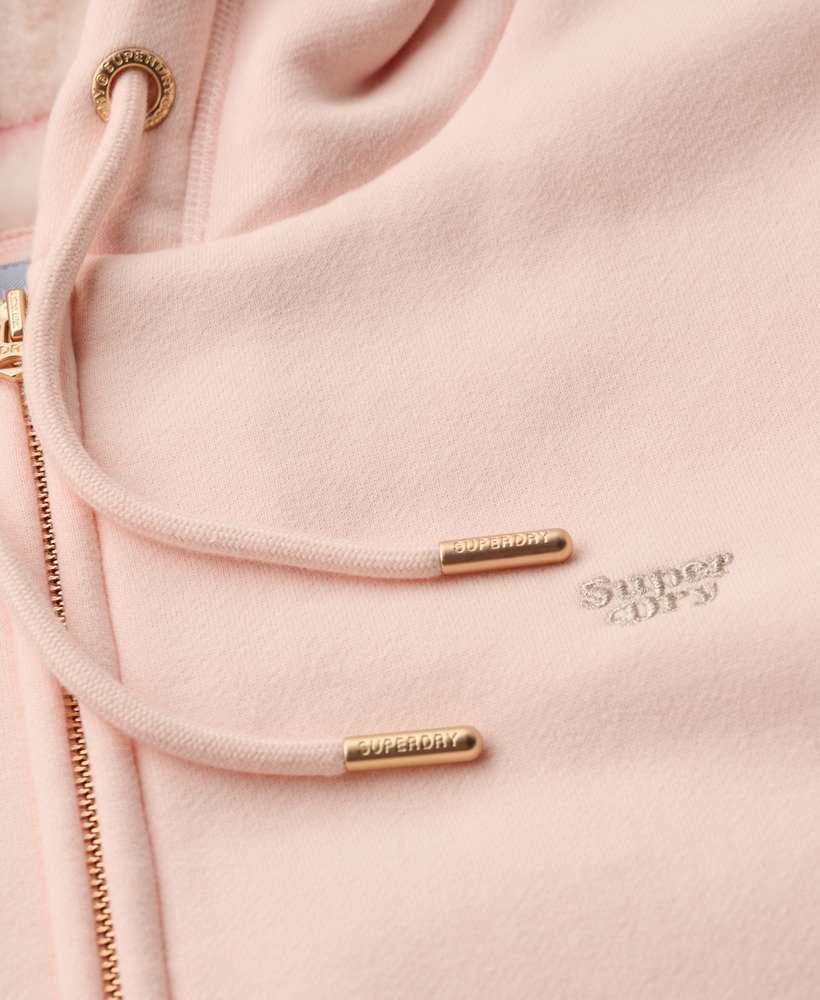 bluza z kapturem essential borg lined zip w kolorze różowej gliny