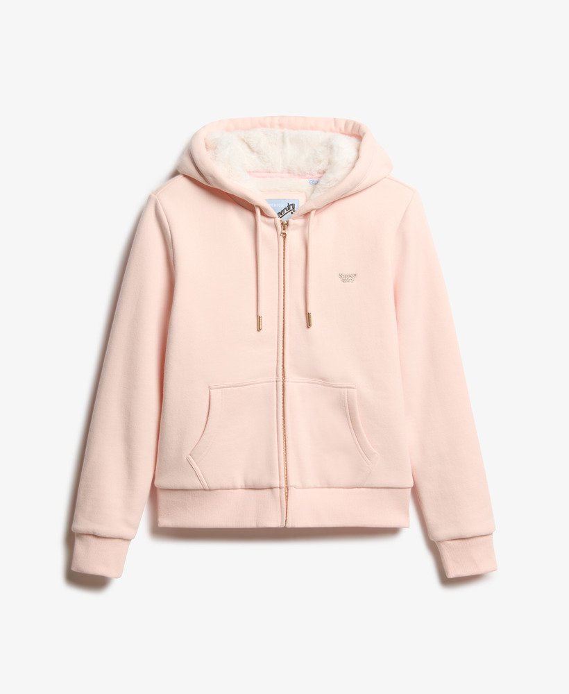 bluza z kapturem essential borg lined zip w kolorze różowej gliny