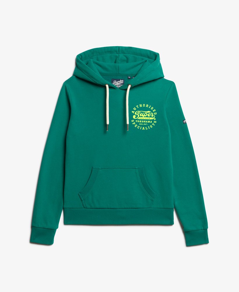 bluza z kapturem z haftowanym neonem w kolorze burzowej zieleni
