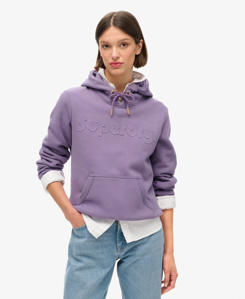 bluza z kapturem z wytłoczonym logo w kolorze fioletowego winogrona