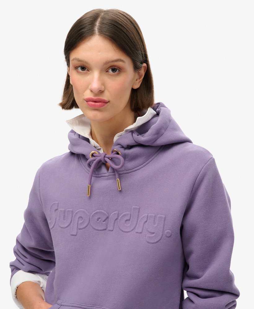 bluza z kapturem z wytłoczonym logo w kolorze fioletowego winogrona