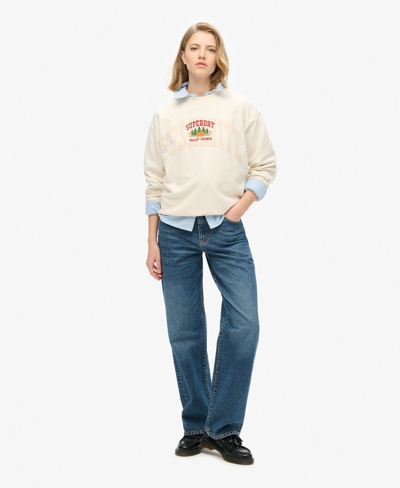 bluza z luźnym okrągłym dekoltem travel souvenir w kolorze kremowym